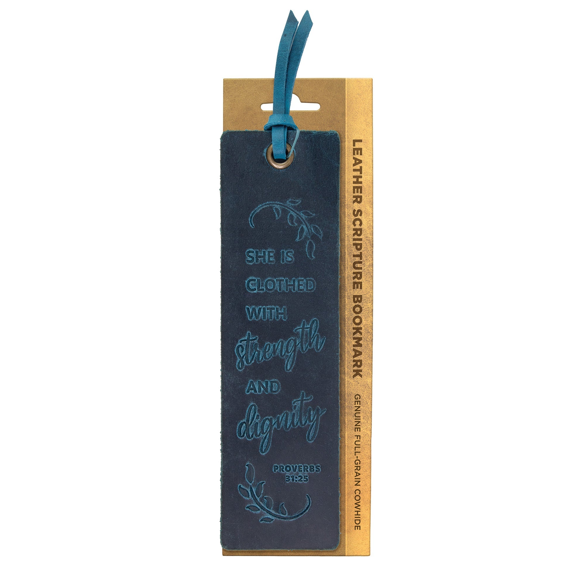 Strength and Dignity Leather Bookmark – Proverbs 31:25