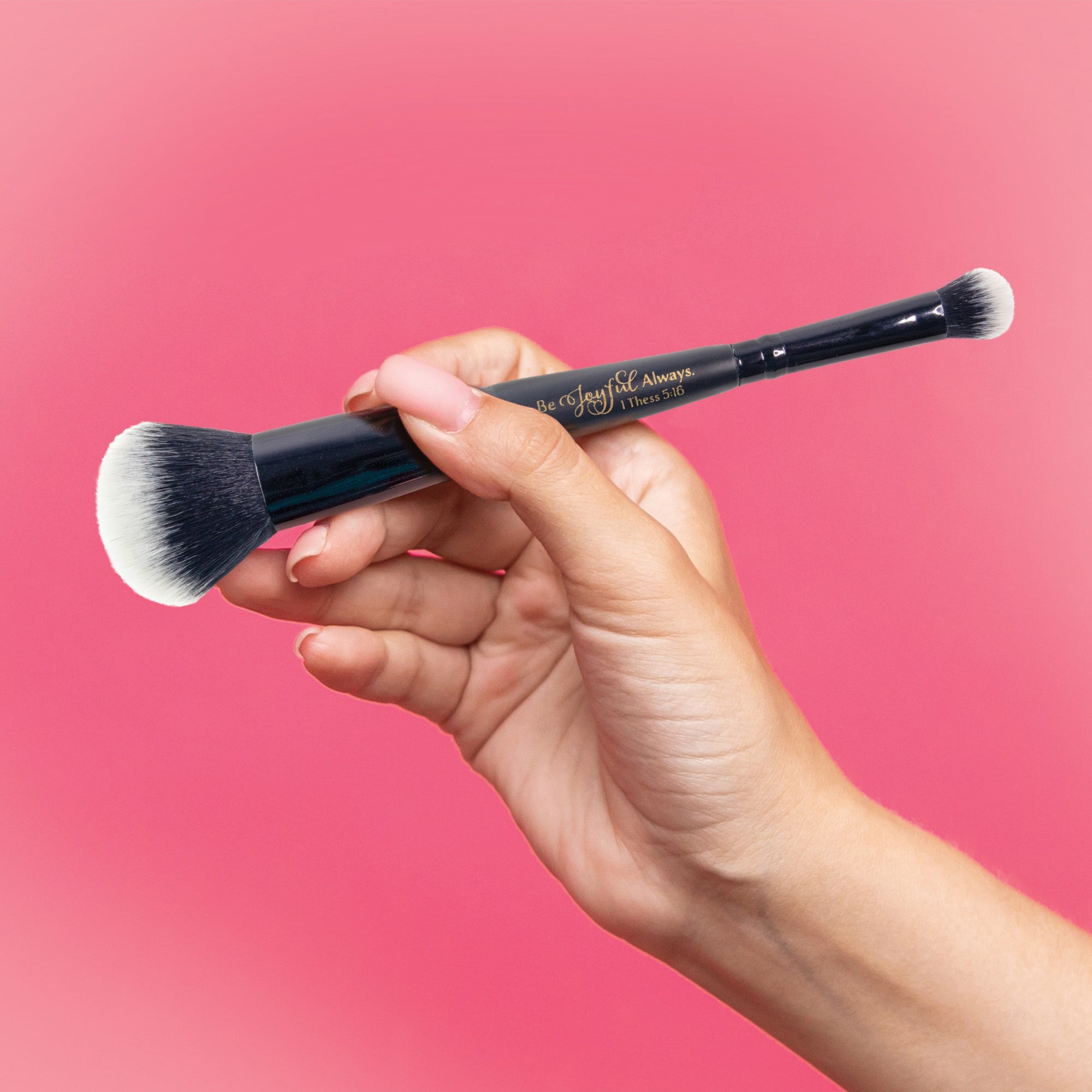 Dual Sided Makeup Brush - Be Joyful, 1 Thess 5:16