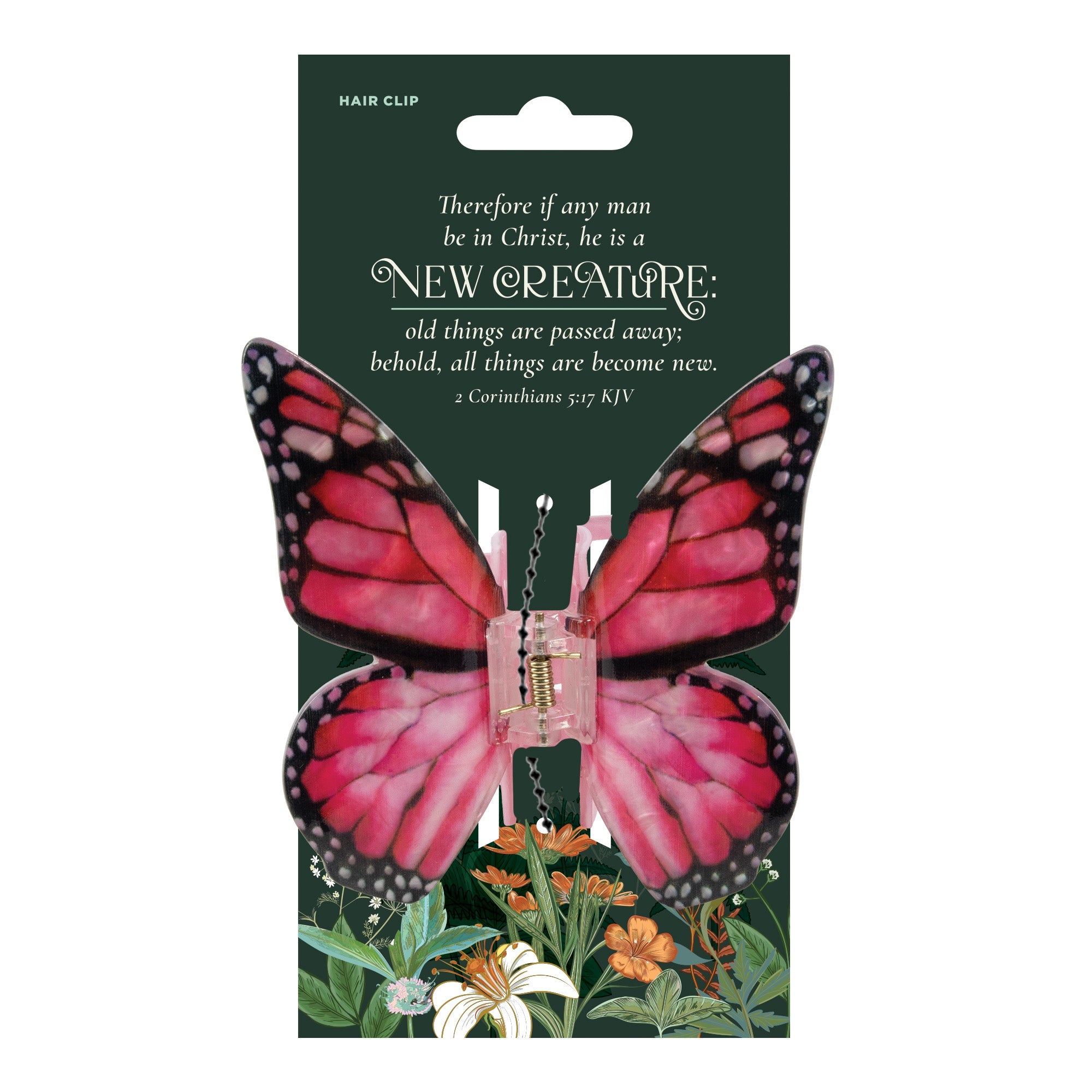 Butterfly Clip Pink - New Creature, 2 Cor 5:17
