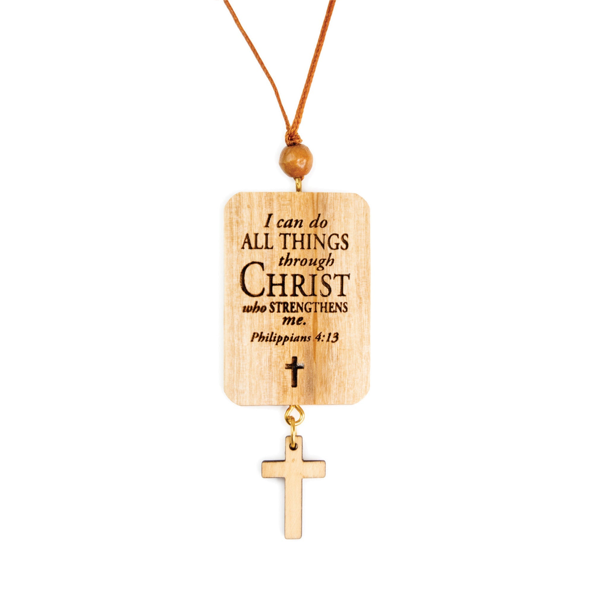 I Can Do Olive Wood Car Charm - Philippians 4:13