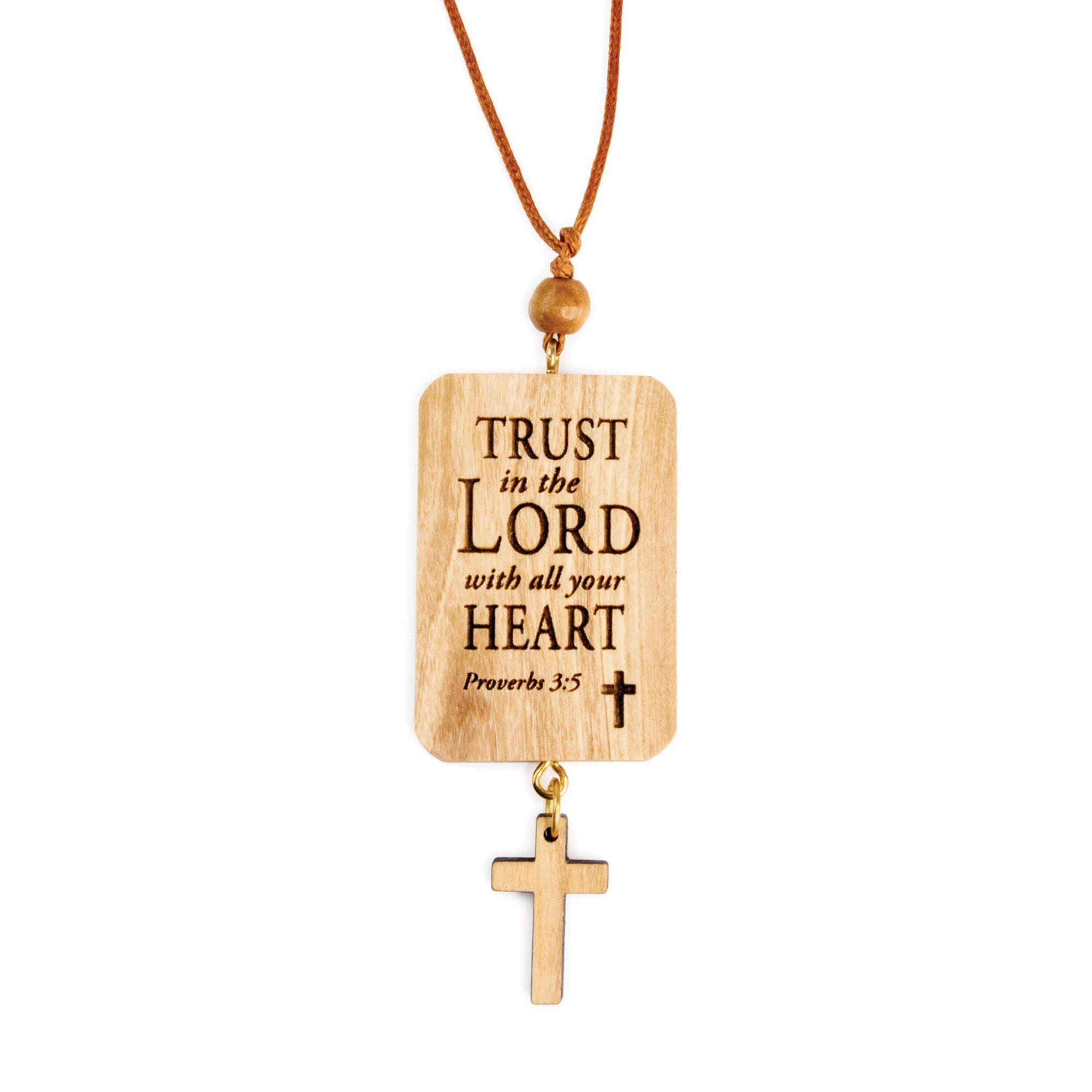 Trust Olive Wood Car Charm - Proverbs 3:5