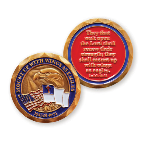 Mount Up with Wings as Eagles Christian Challenge Coin - Isaiah 40:31