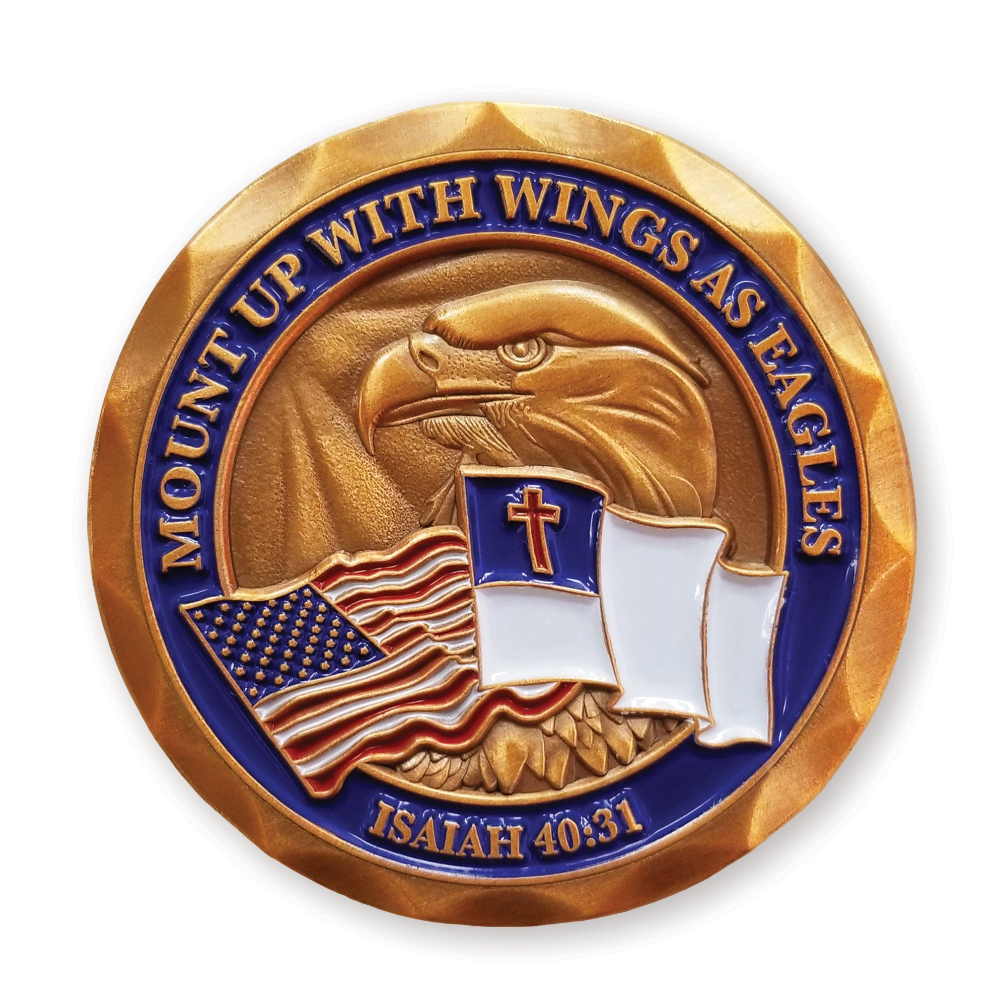 Mount Up with Wings as Eagles Christian Challenge Coin - Isaiah 40:31