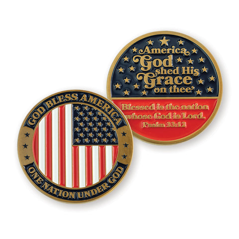 God Bless America Christian Religious Antique Gold Plated Coin