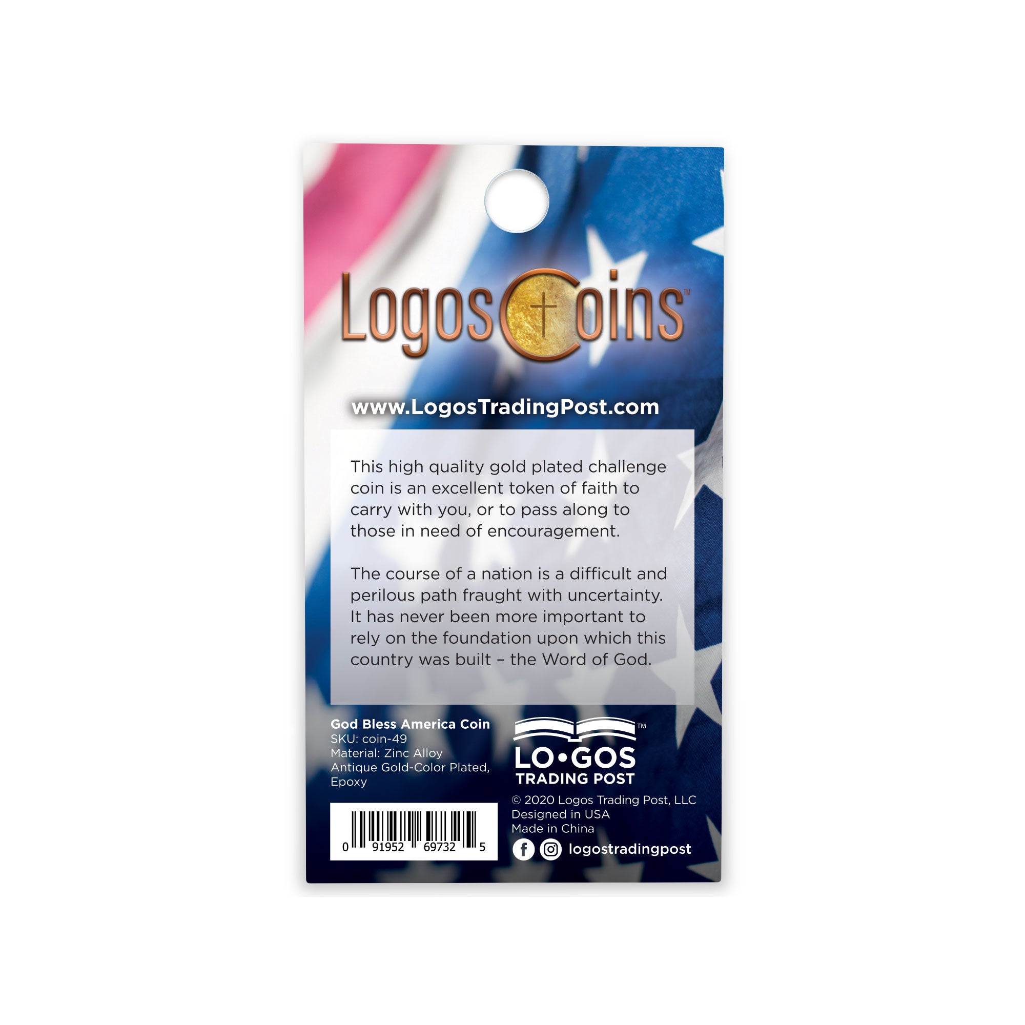 God Bless America Christian Religious Antique Gold Plated Coin