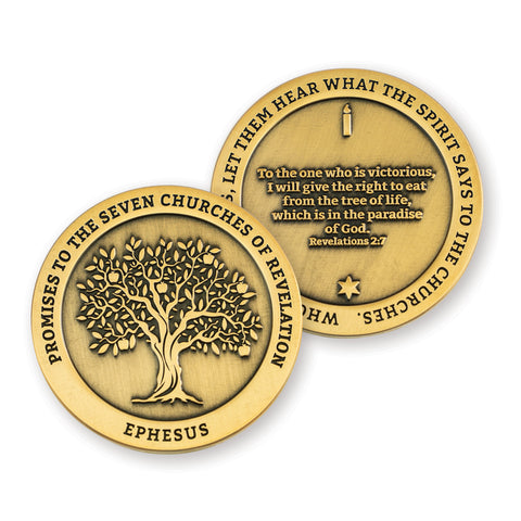 Ephesus, Seven Churches of Revelation Antique Gold-Color Plated Challenge Coin