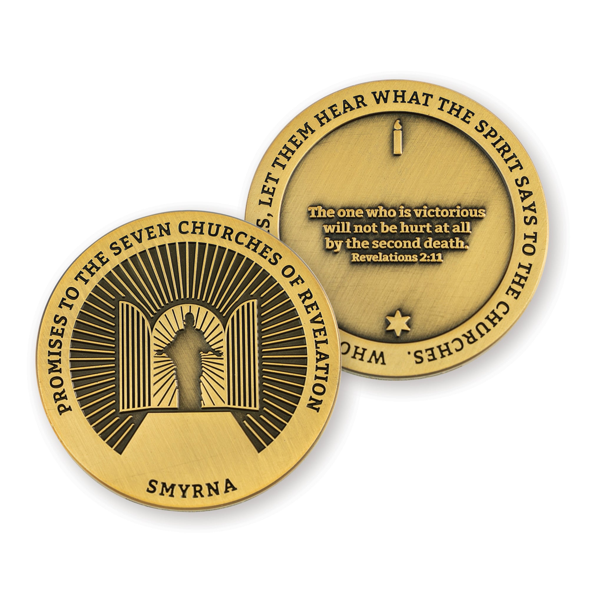Complete Collection of all Seven Churches of Revelation Challenge Antique Gold Plated Coins