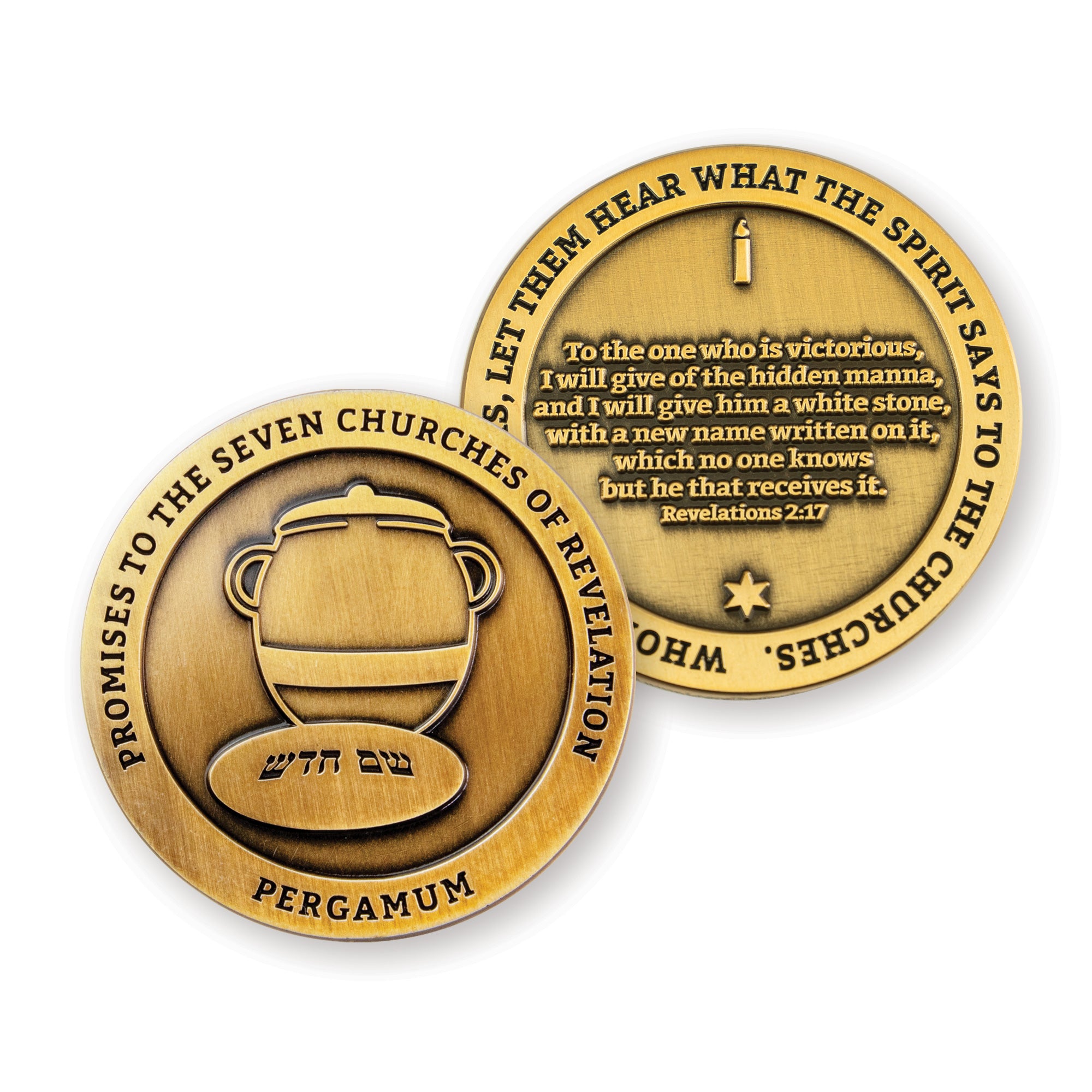 Complete Collection of all Seven Churches of Revelation Challenge Antique Gold Plated Coins