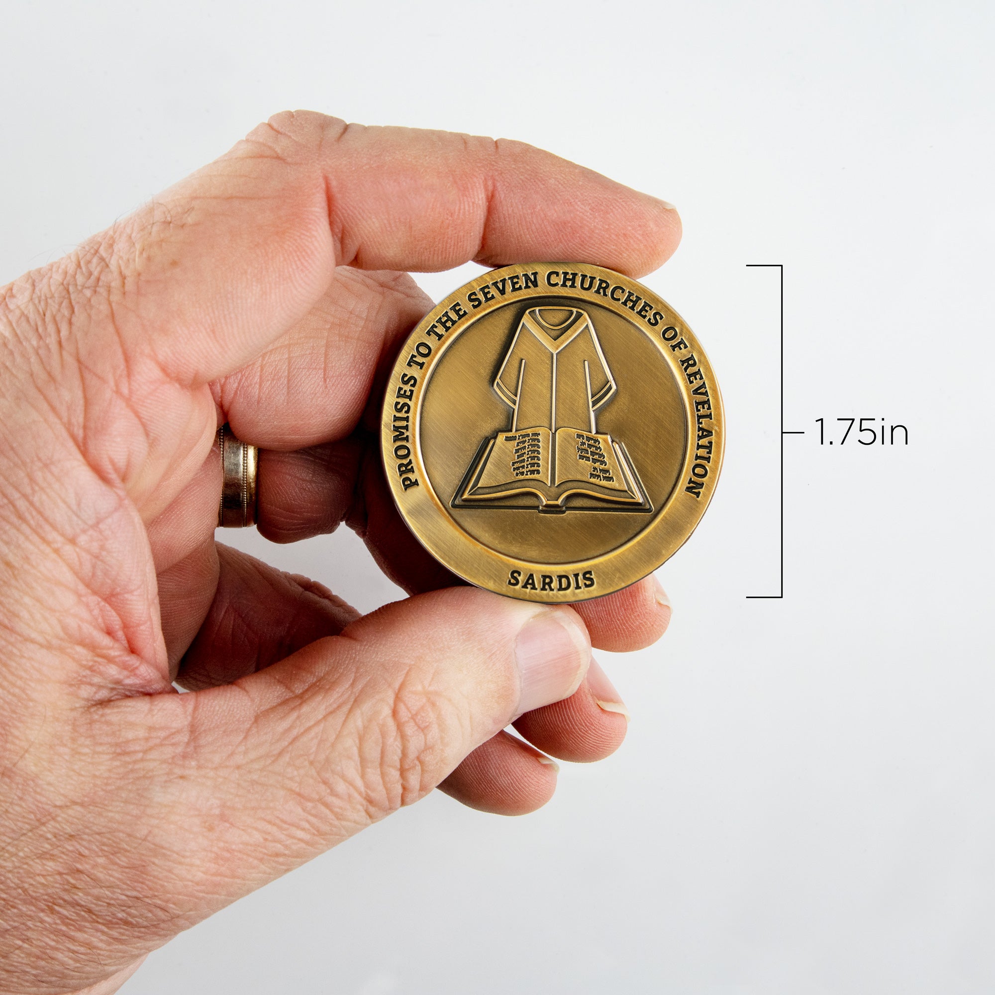 Sardis, Seven Churches of Revelation Challenge Antique Gold Plated Coin