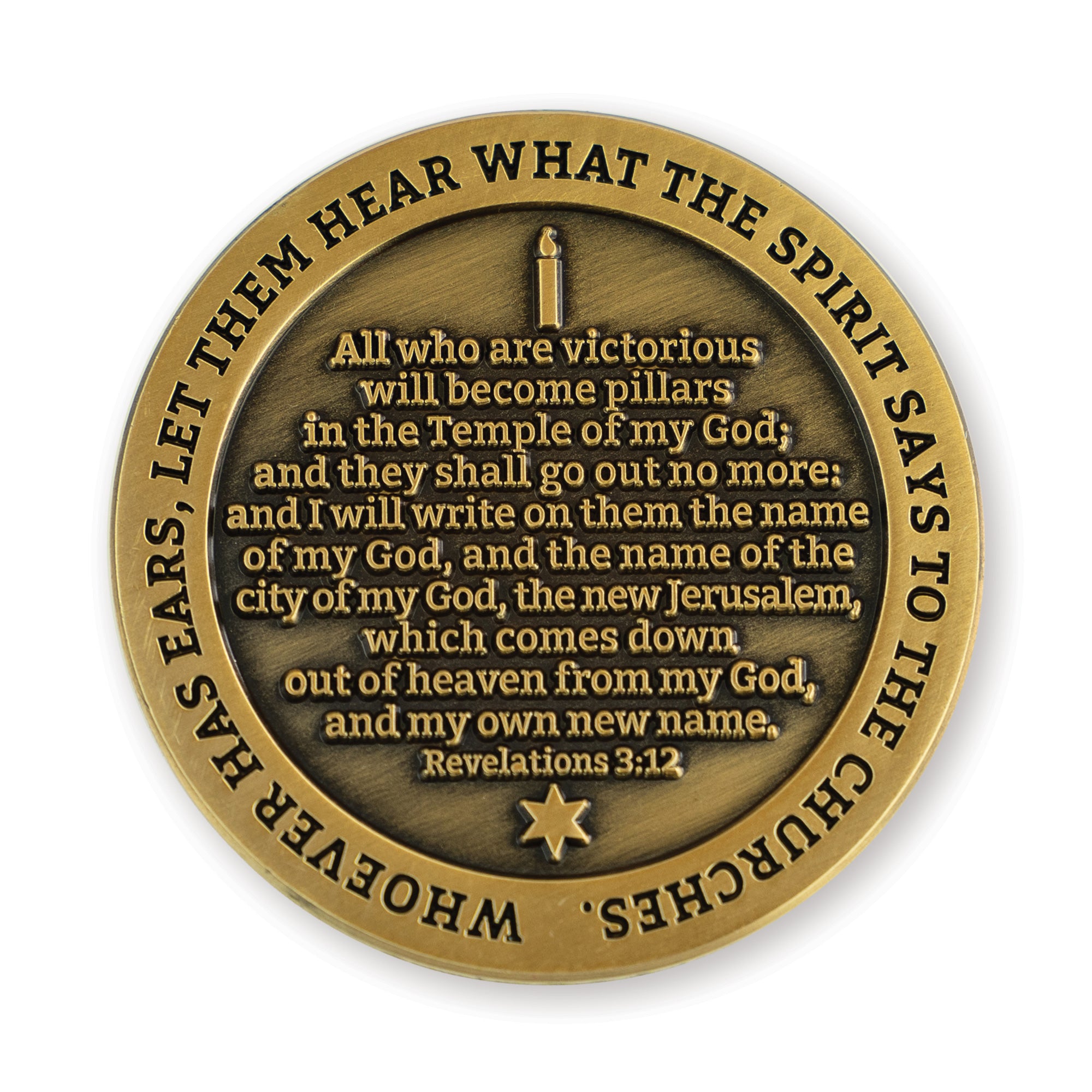 Philadelphia, Seven Churches of Revelation Challenge Antique Gold Plated Coin