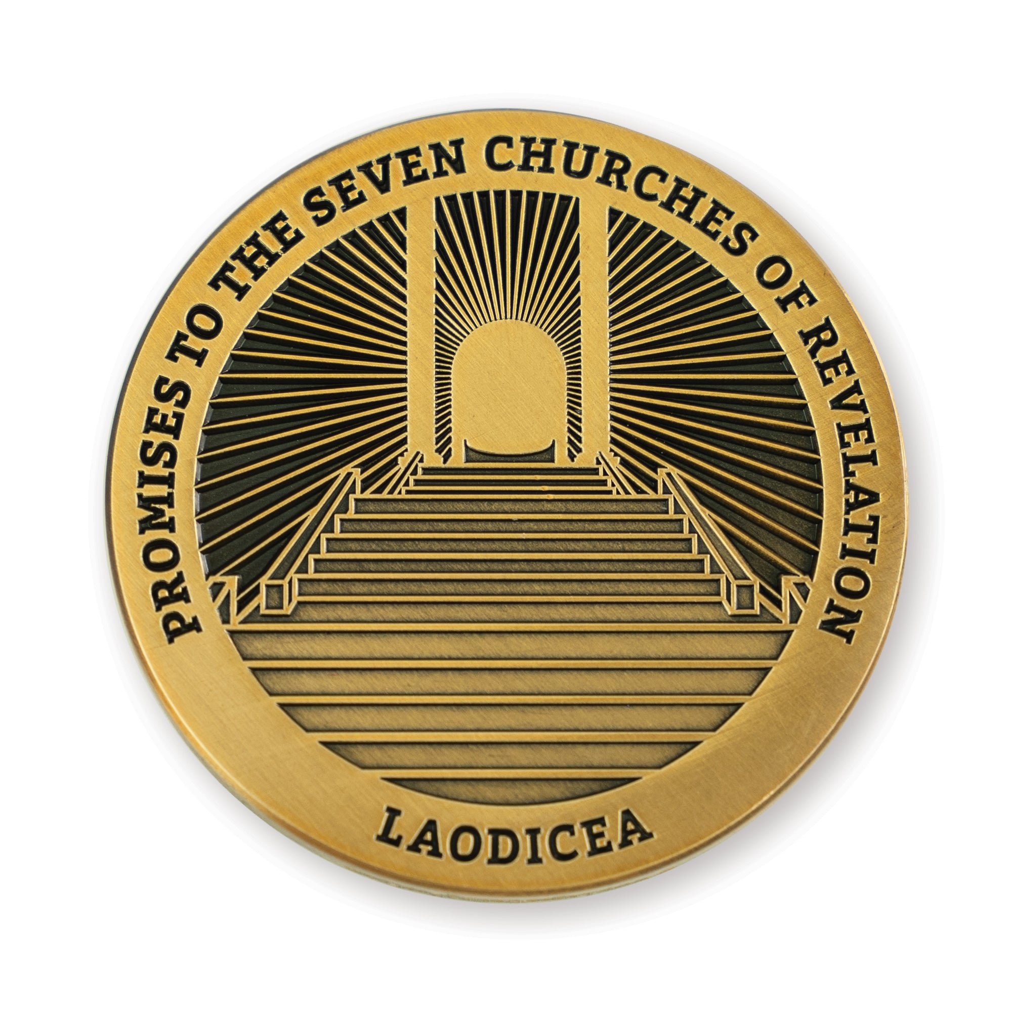 Laodicea, Seven Churches of Revelation Antique Gold Plated Challenge Coin