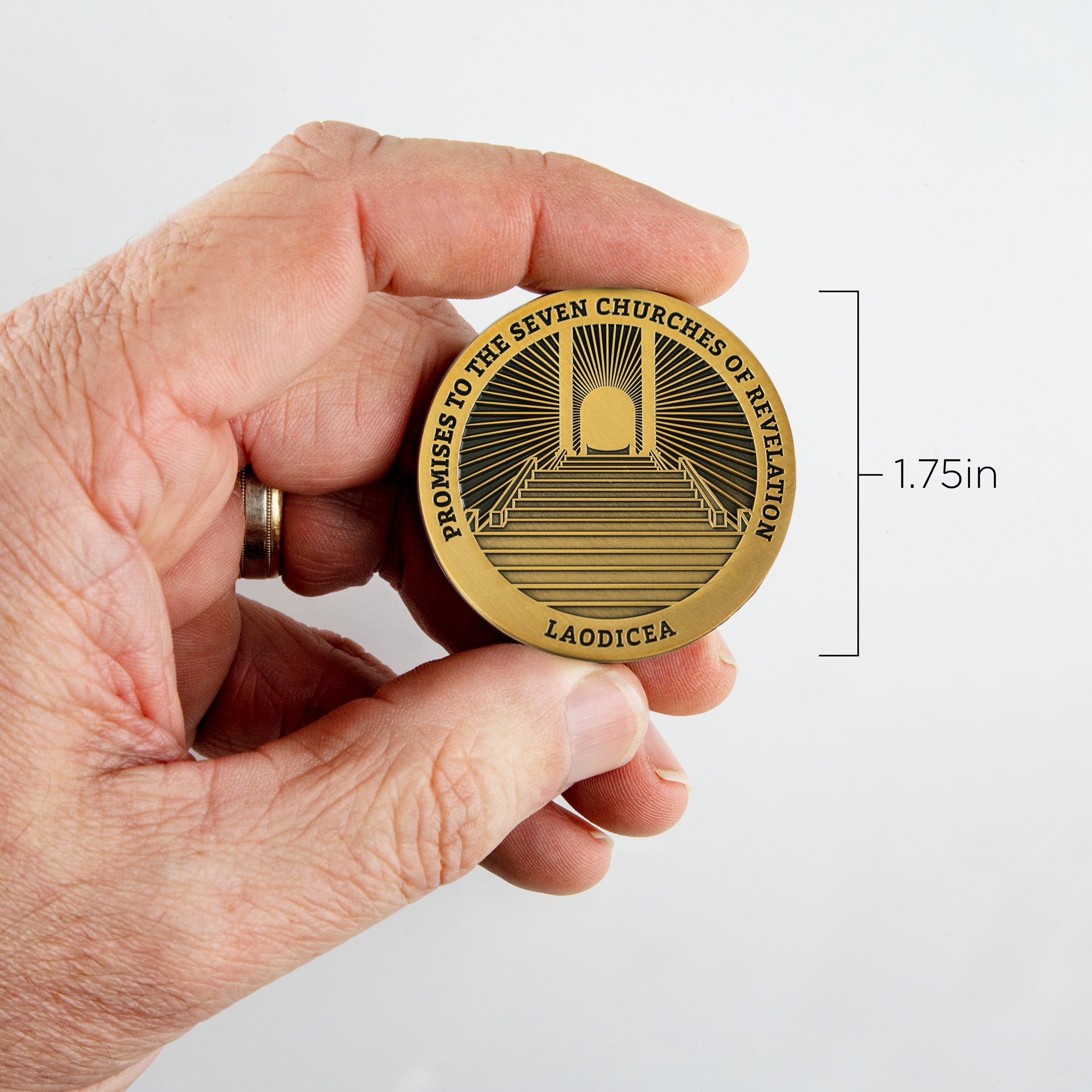 Laodicea, Seven Churches of Revelation Antique Gold Plated Challenge Coin