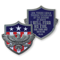 Fear No Evil American Shield Coin – Psalm 23 Challenge Coin
