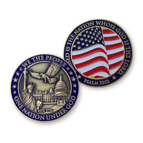 We the People One Nation Under God – Psalm 33:12 Challenge Coin