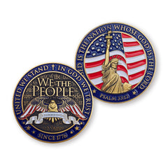 United We Stand In God We Trust – Psalm 33:12 Challenge Coin