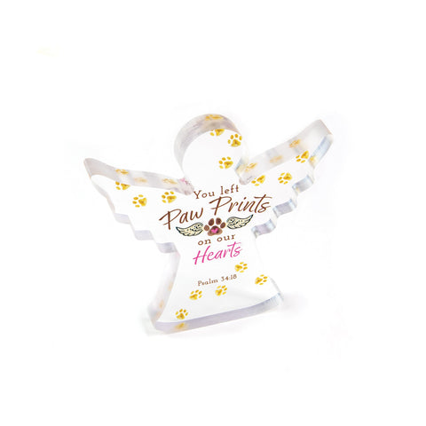 Paw Prints on our Hearts Acrylic Angel Plaque – Psalm 34:18