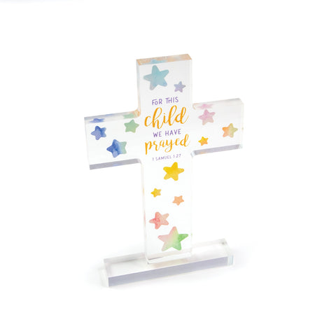 Baby Acrylic Cross Plaque – 1 Samuel 1:27