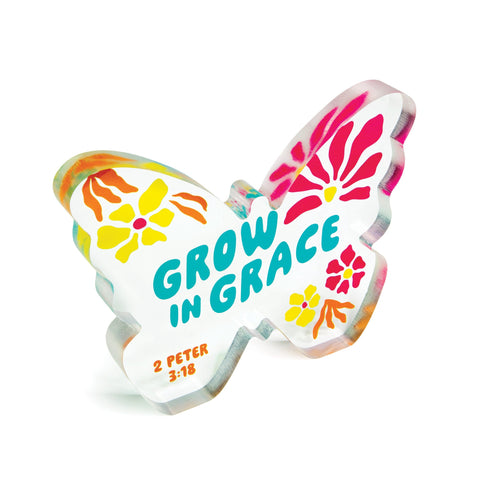 Grow in Grace Acrylic Butterfly Plaque – 2 Peter 3:18