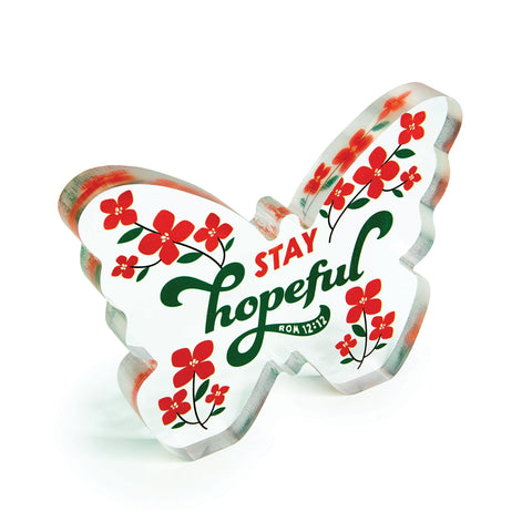 Stay Hopeful Acrylic Butterfly Plaque – Rom 12:12