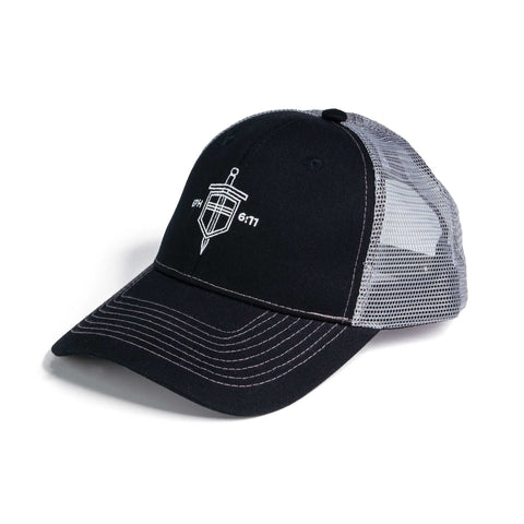 Ball Cap - Sword and Shield, Eph 6:11 - Black and Charcoal