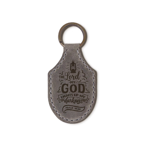 Debossed Leather Keychains – Lights Up My Darkness – Gray
