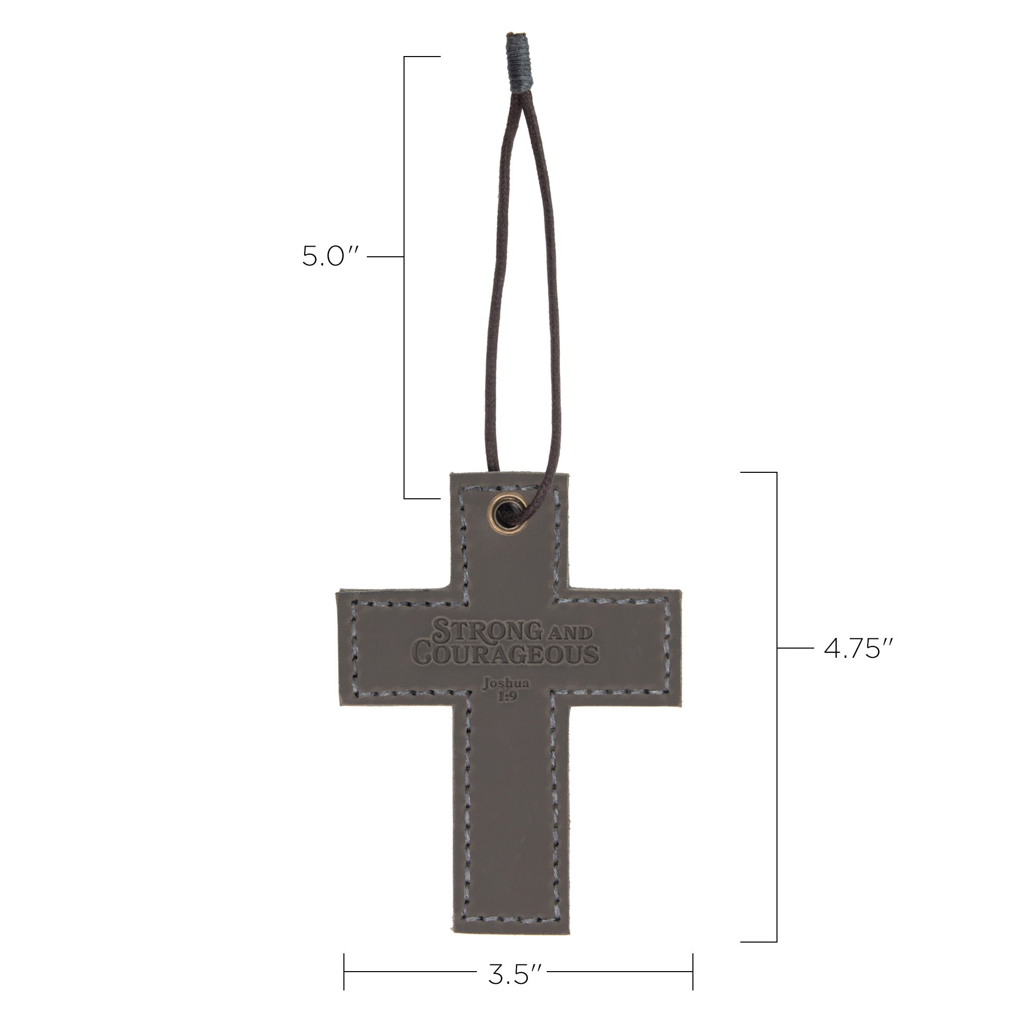 Strong and Courageous Leather Wall Cross – Joshua 1:9
