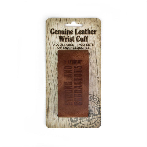 Leather Wrist Cuff – Strong and Courageous, Joshua 1:9