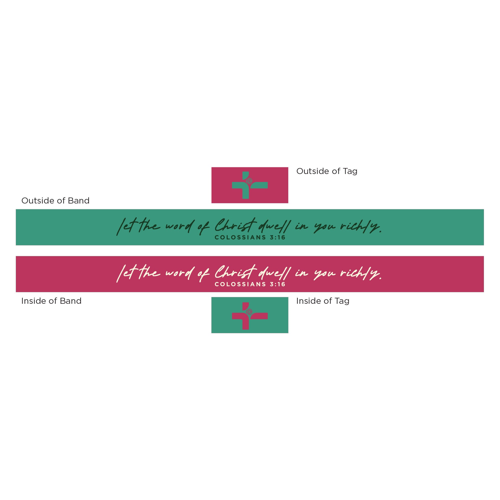 Logos Tap Stretch Bracelet - Teal and Pink - Verse, Colossians 3:16