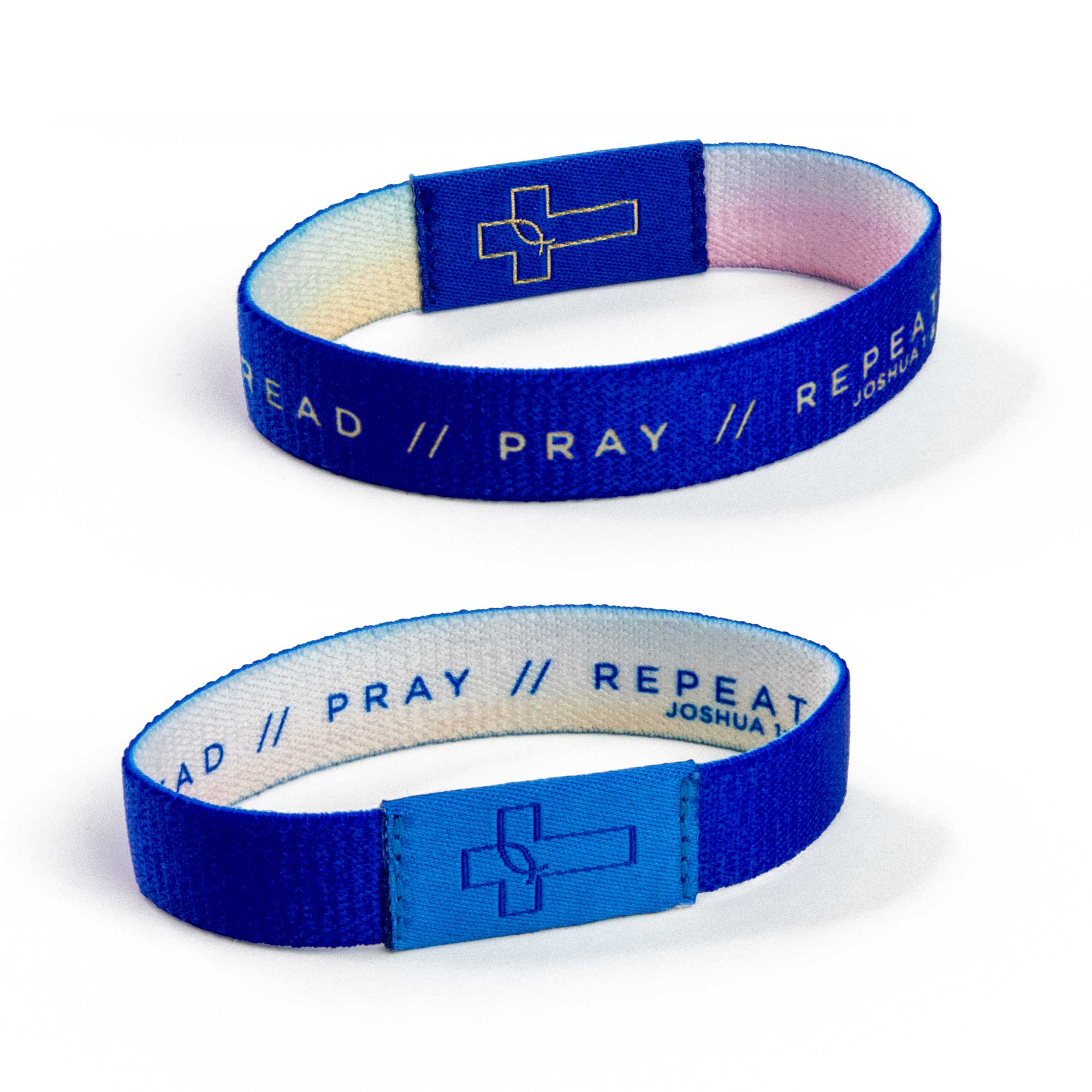 Logos Tap Stretch Bracelet - Blue - Clouds, Joshua 1:8