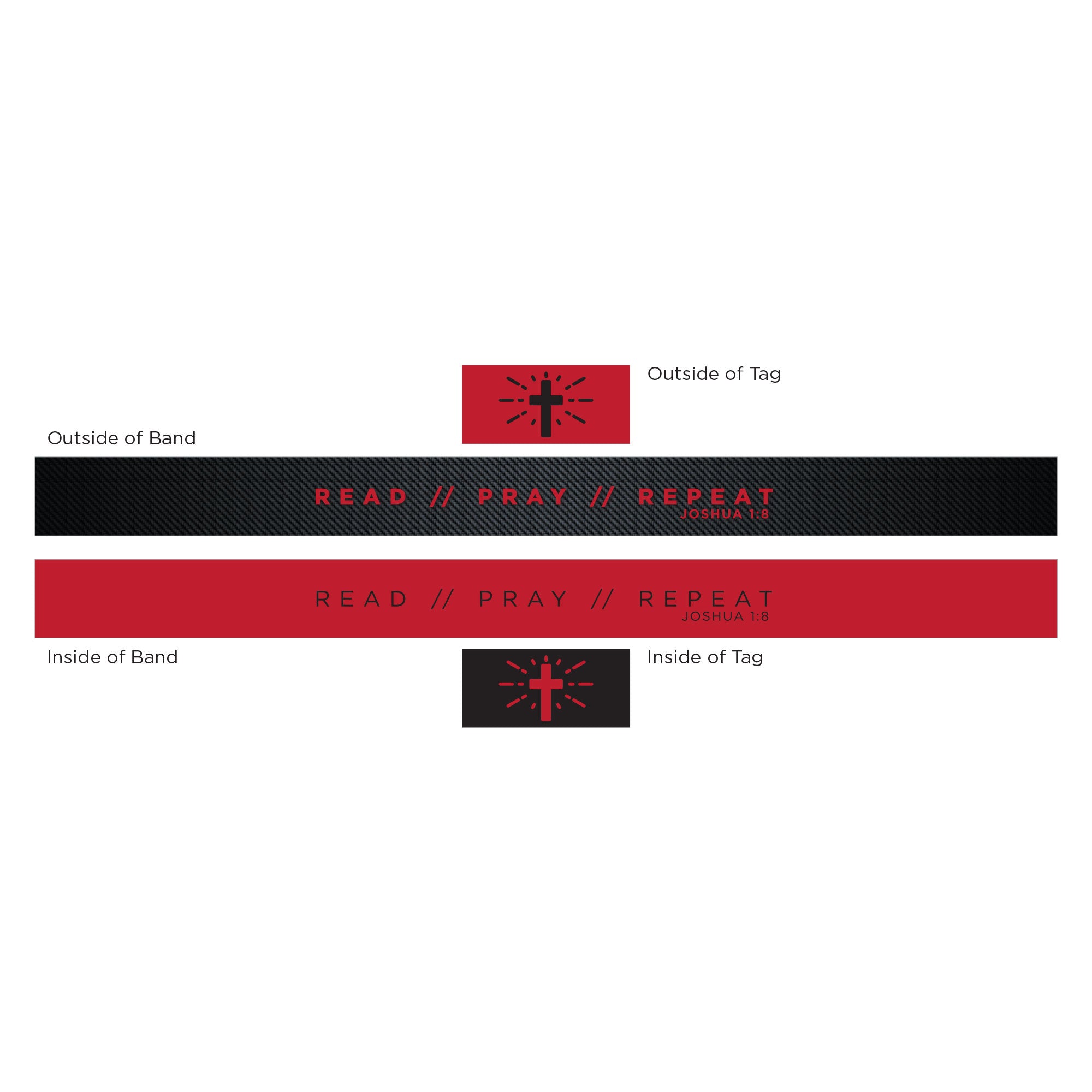 Logos Tap Stretch Bracelet - Black and Red - Carbon, Joshua 1:8