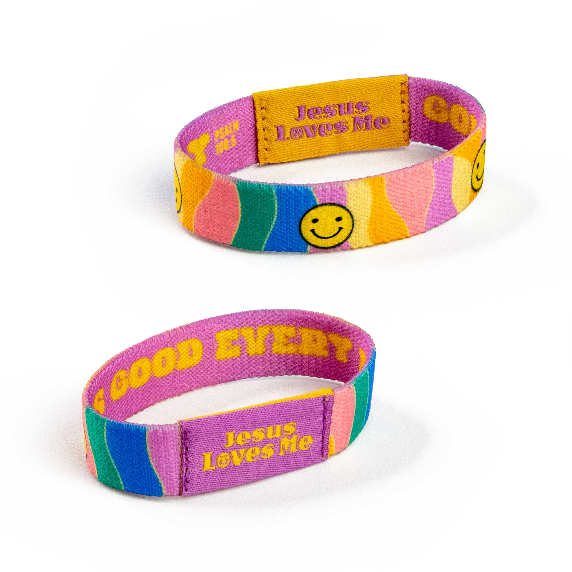 Logos Tap Stretch Bracelet - Small - Purple and Yellow - Happy, Ps 100:5