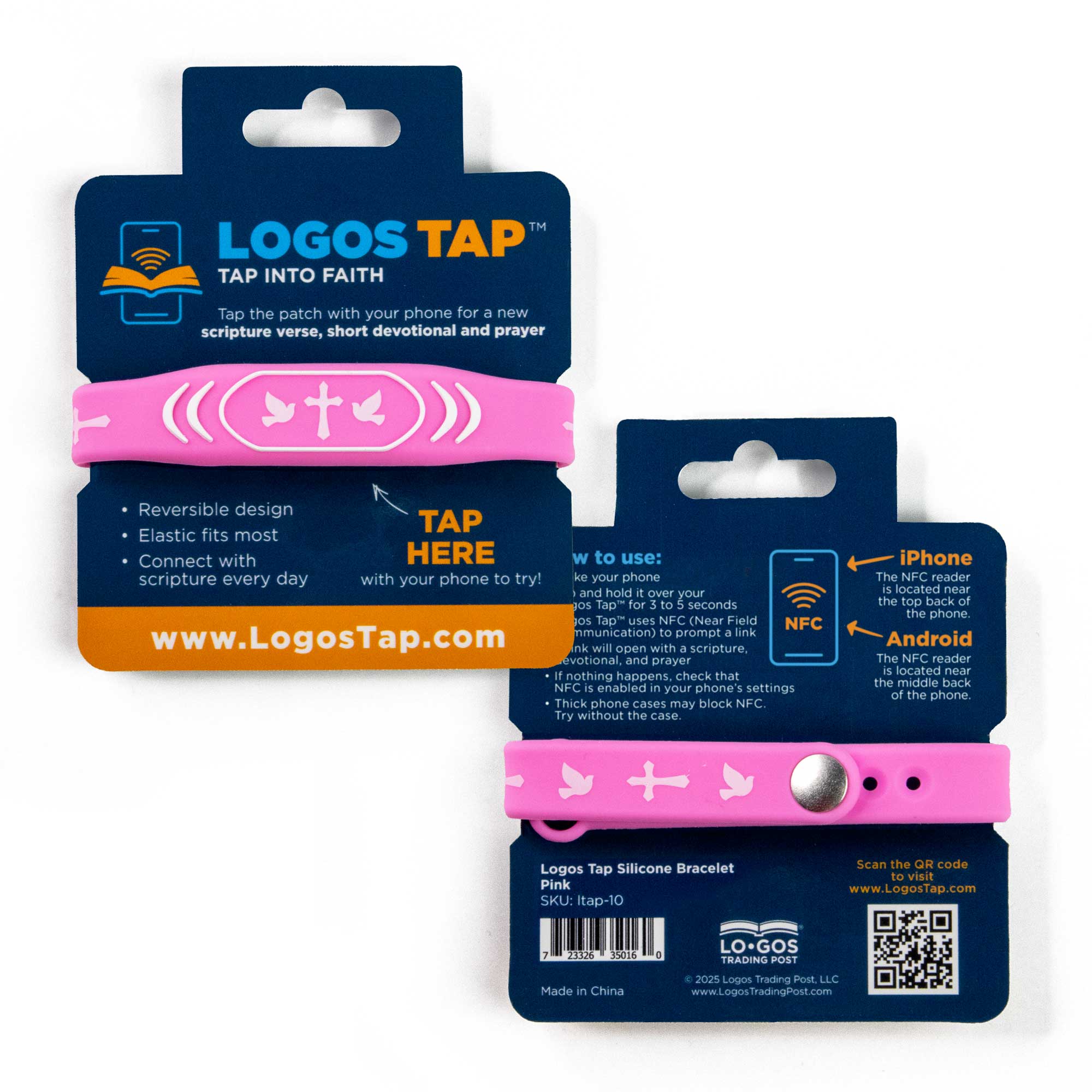 Logos Tap Silicone Bracelet - Pink