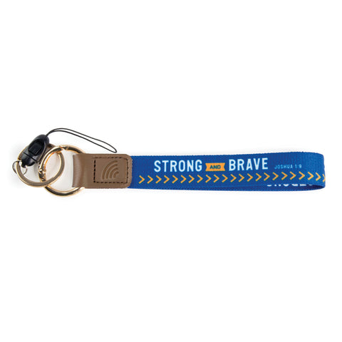 Logos Tap Wrist Lanyard Keychain - Strong and Brave, Joshua 1:9