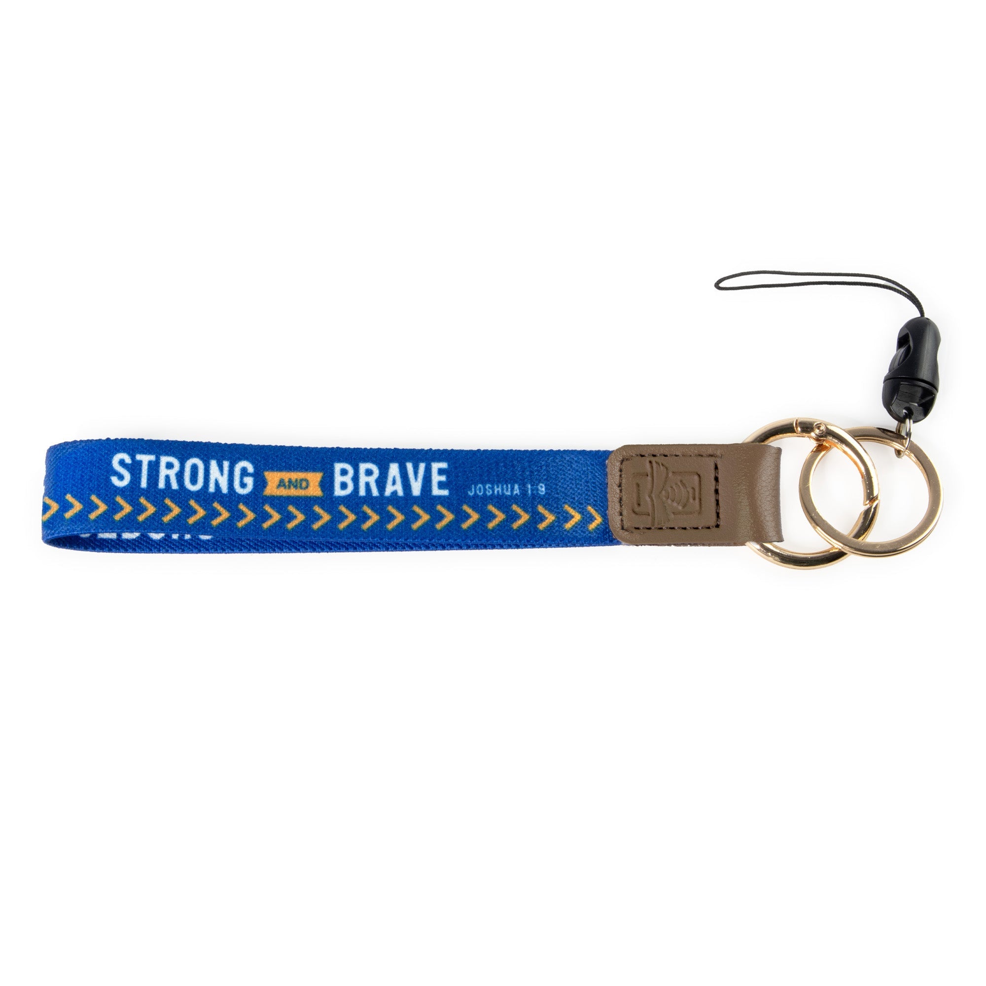 Logos Tap Wrist Lanyard Keychain - Strong and Brave, Joshua 1:9