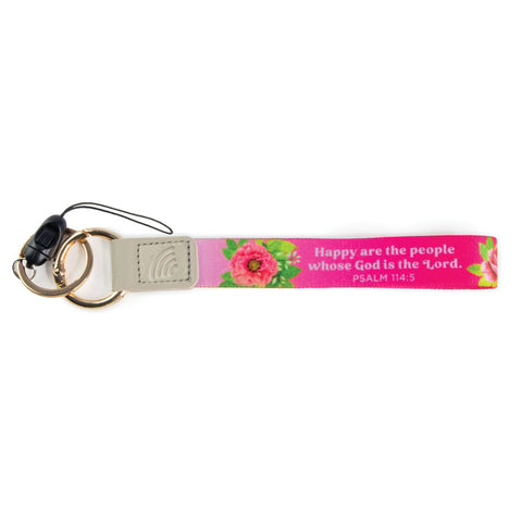 Logos Tap Wrist Lanyard Keychain - Happy, Psalm 114:5