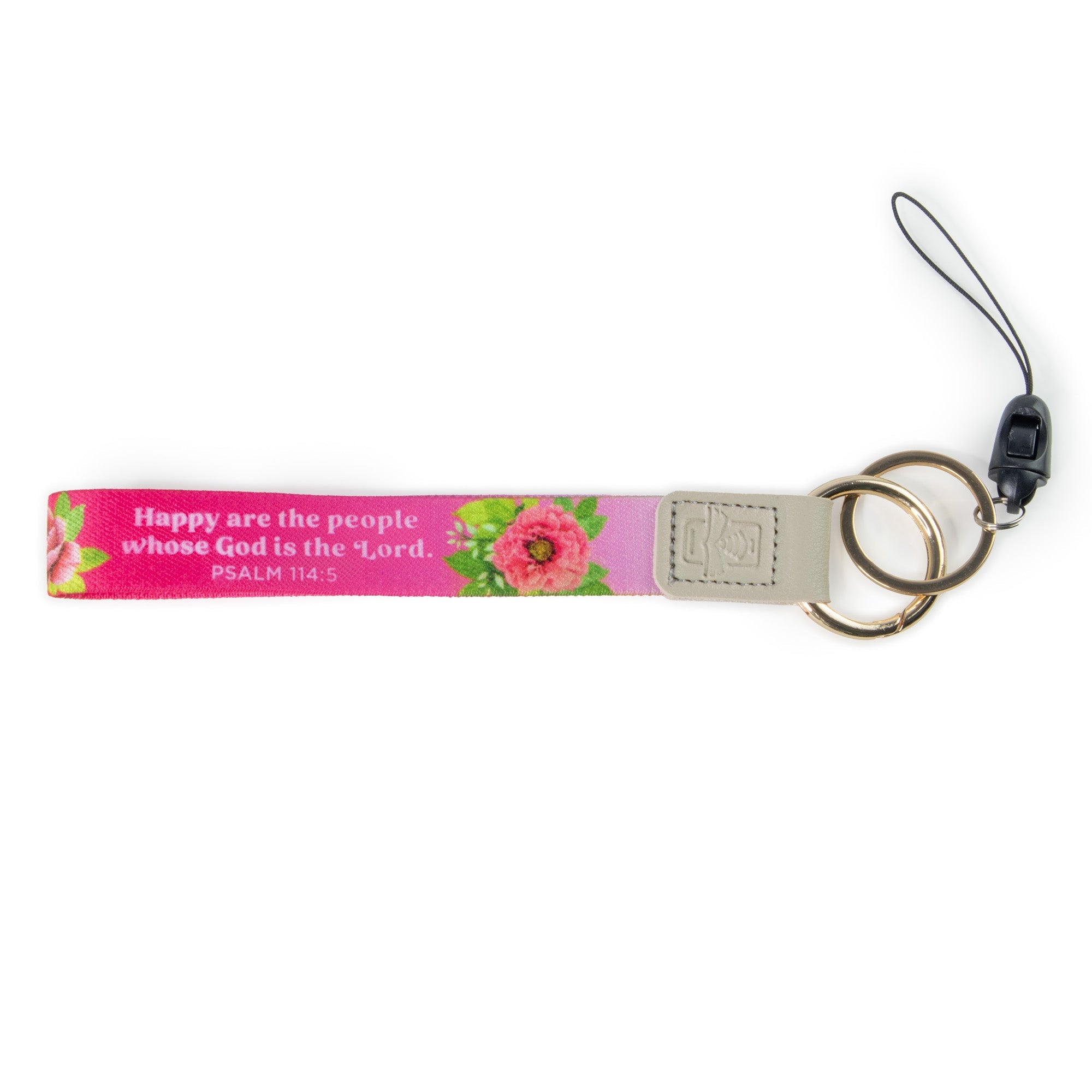 Logos Tap Wrist Lanyard Keychain - Happy, Psalm 114:5