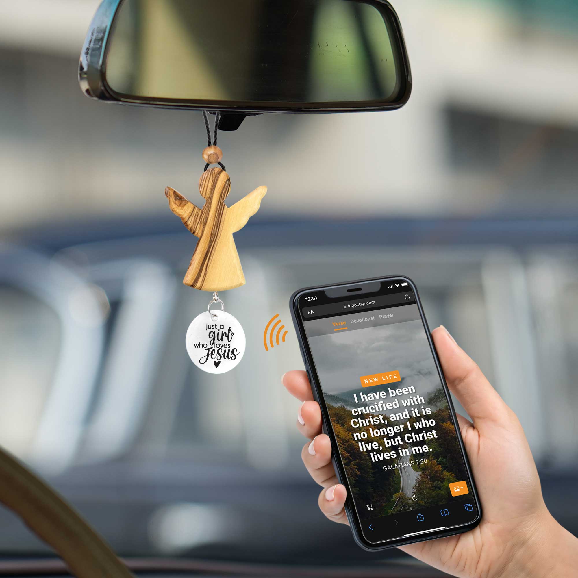 Logos Tap Car Charm Angel - Girl Who Loves Jesus