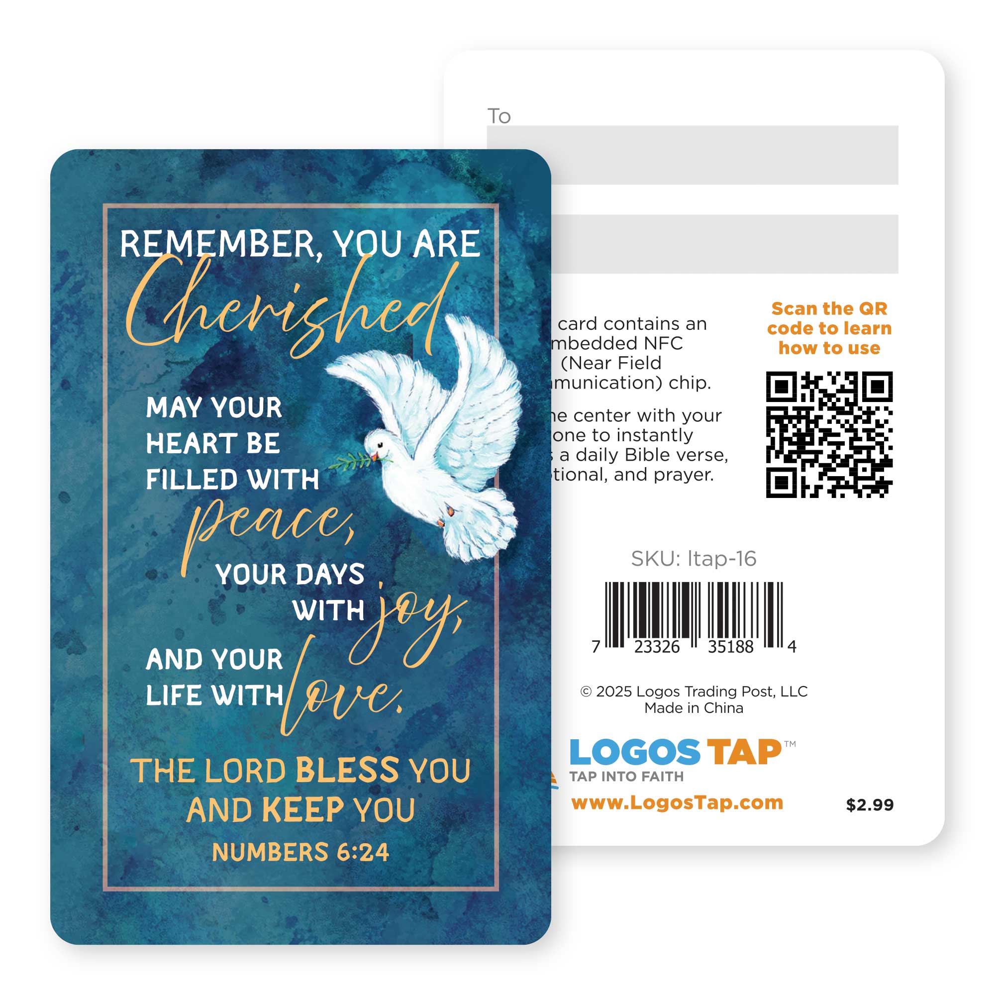 Logos Tap Wallet Card - You Are Cherished, Numbers 6:24