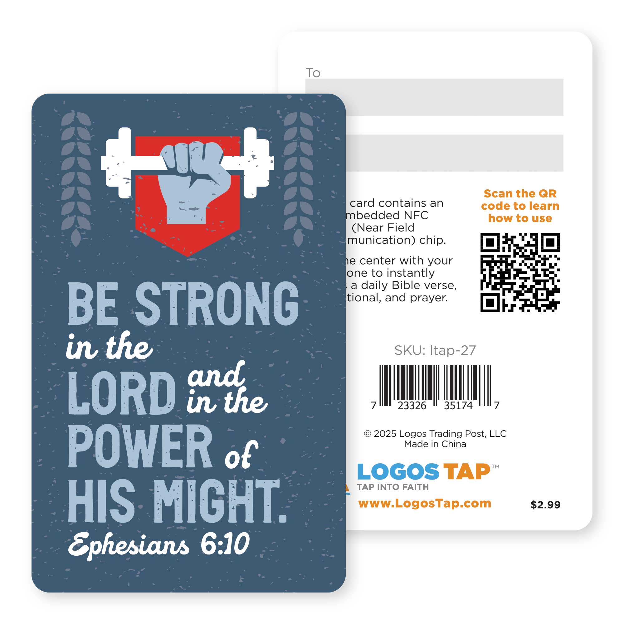 Logos Tap Wallet Card - Be Strong, Ephesians 6:10