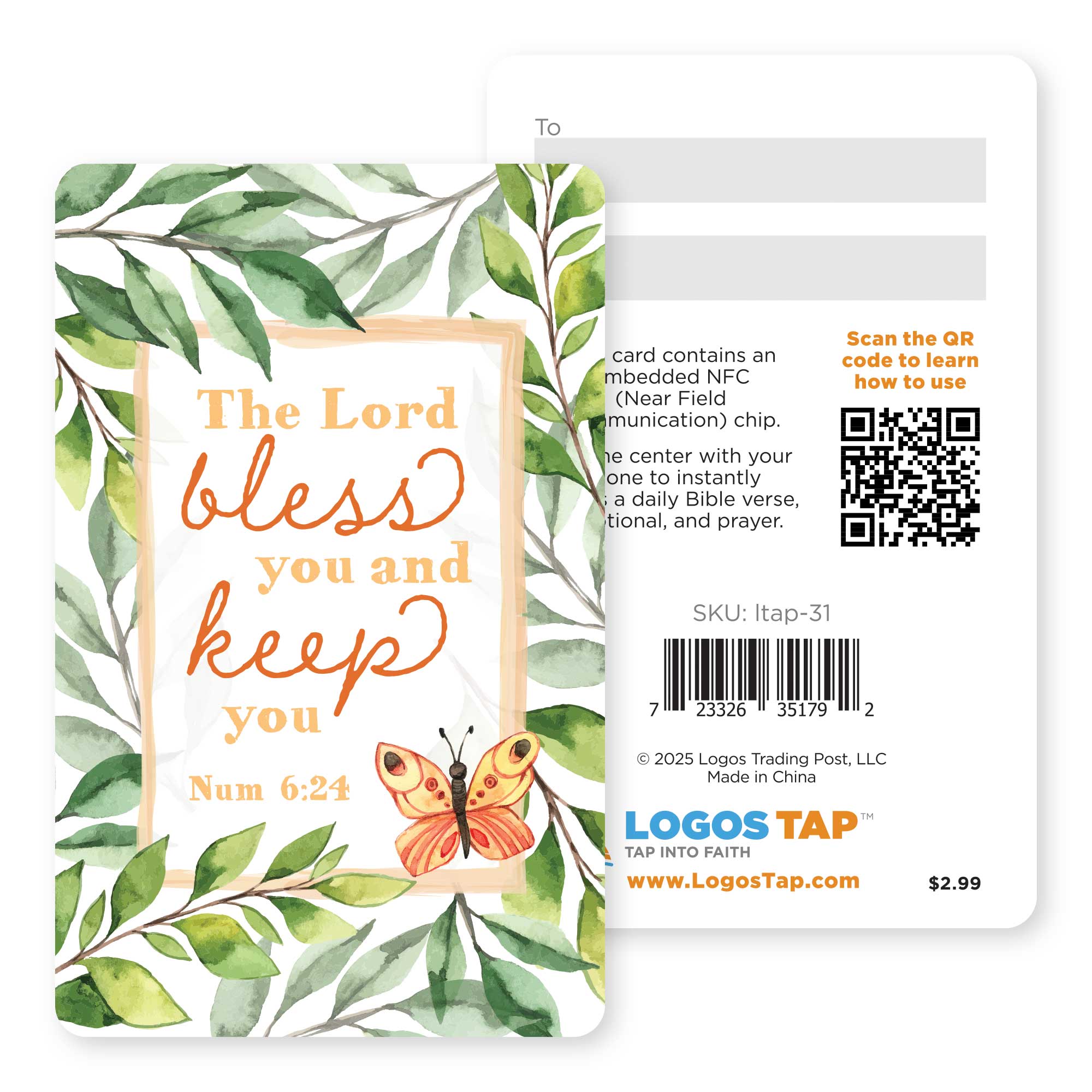 Logos Tap Wallet Card - Bless You, Num 6:24