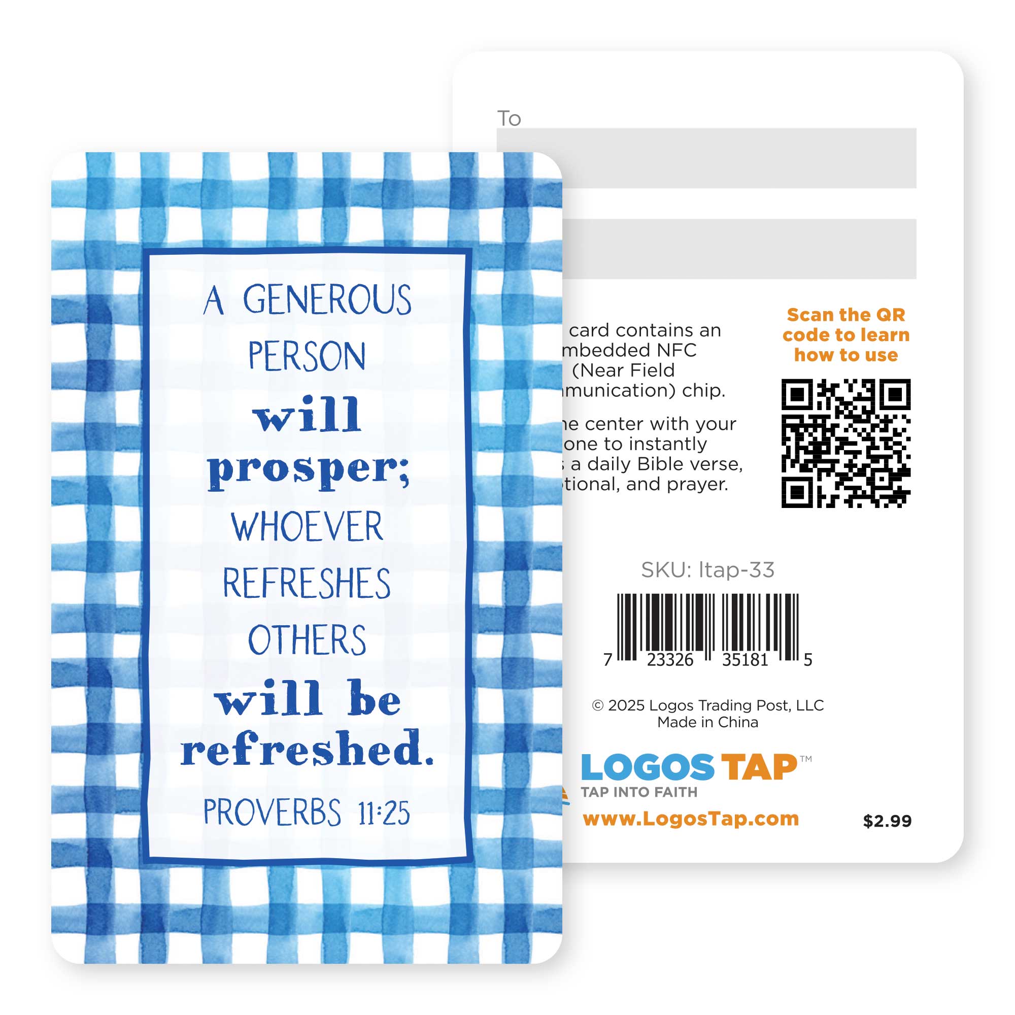 Logos Tap Wallet Card - Generous Person, Proverbs 11:25