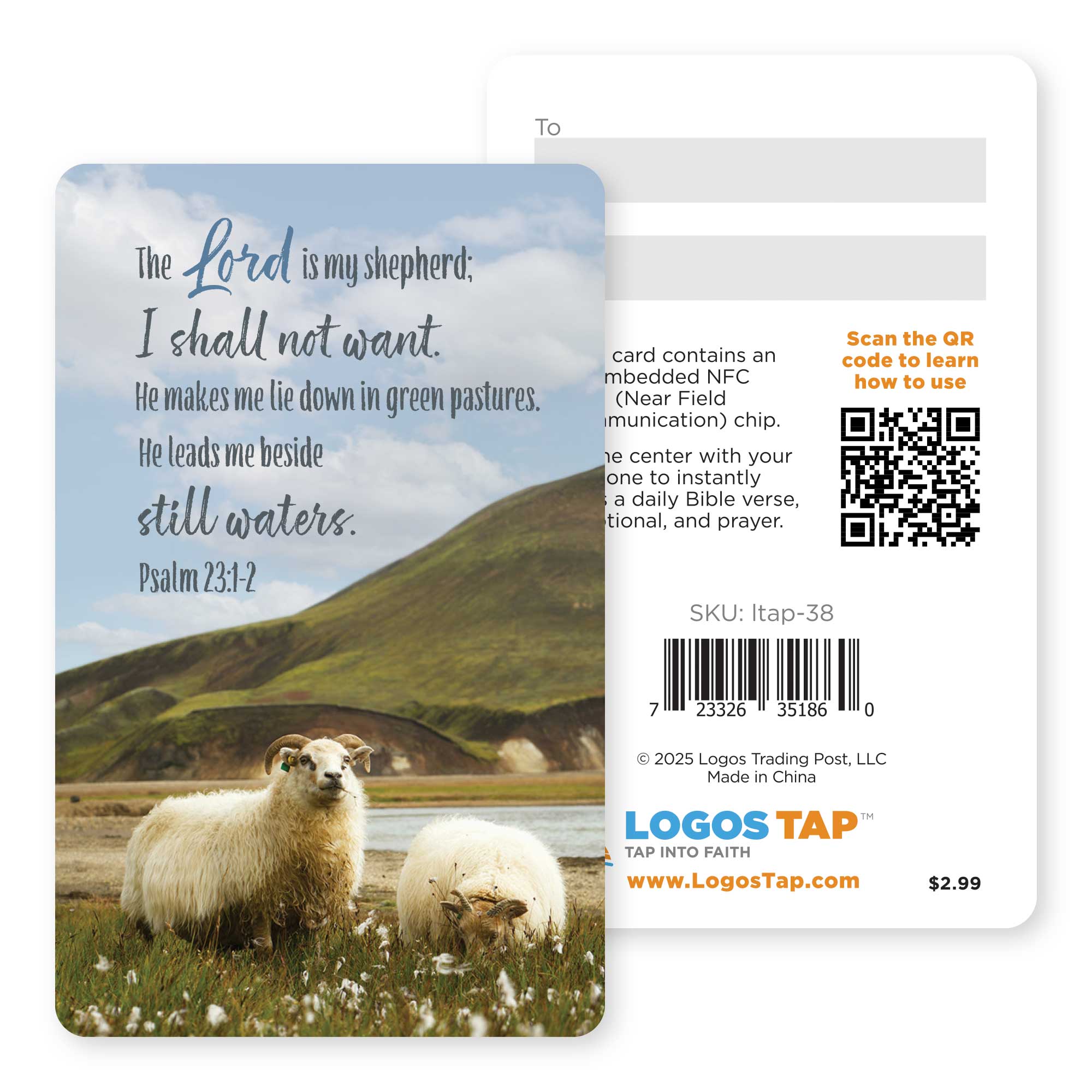 Logos Tap Wallet Card - The Lord is My Shepherd, Psalm 23:1-2