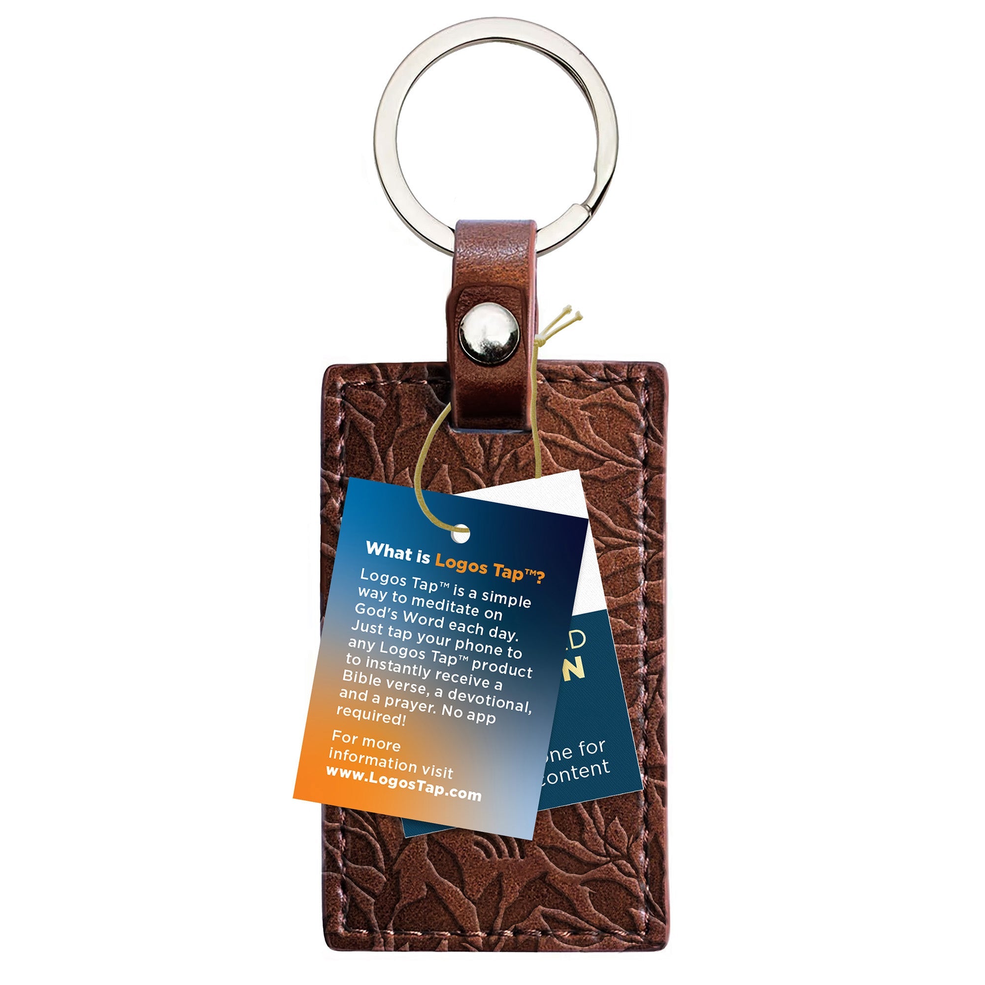 Logos Tap Keychain - God Works, Romans 8:28