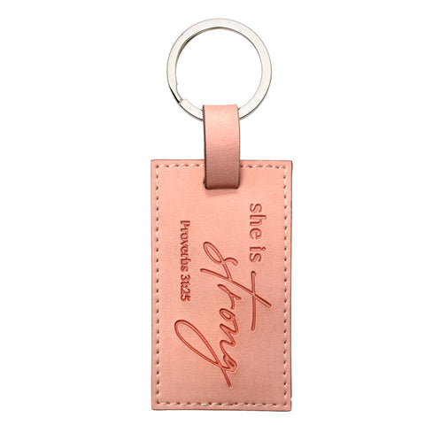 Logos Tap Keychain - She is Strong, Proverbs 31:25