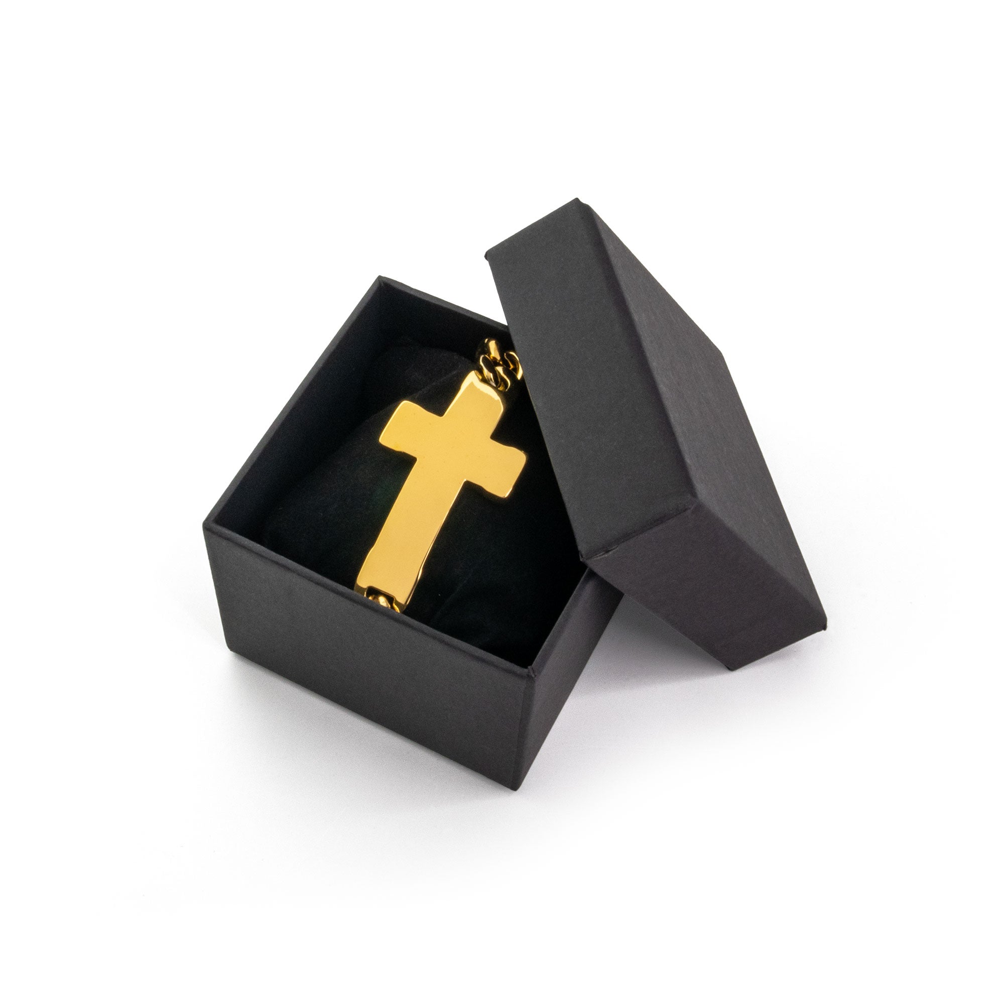 Stainless Steel Large Curved Cross Bracelet - Gold Color