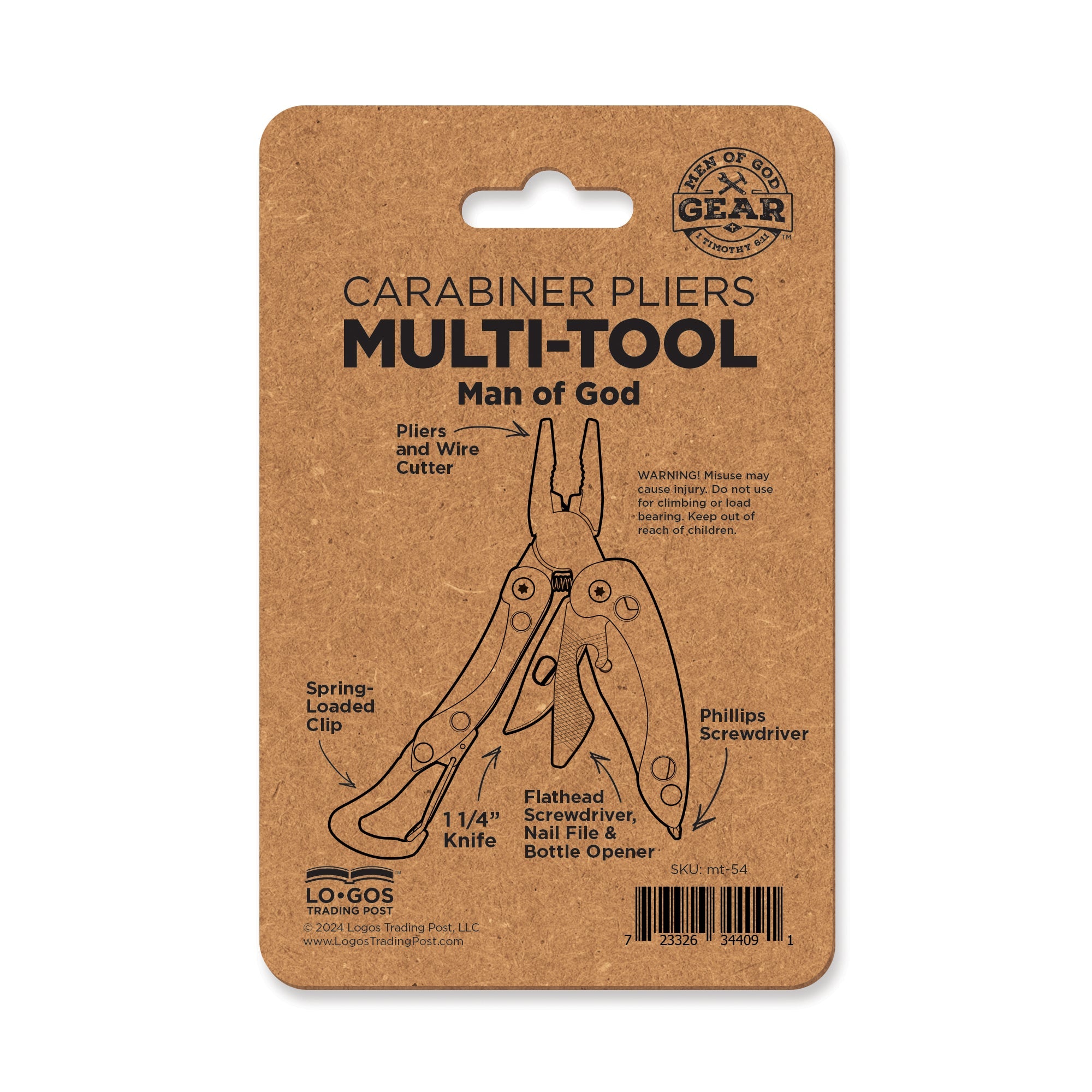 Carabiner Pliers Multi-Tool - Man of God, 1 Tim 6:11