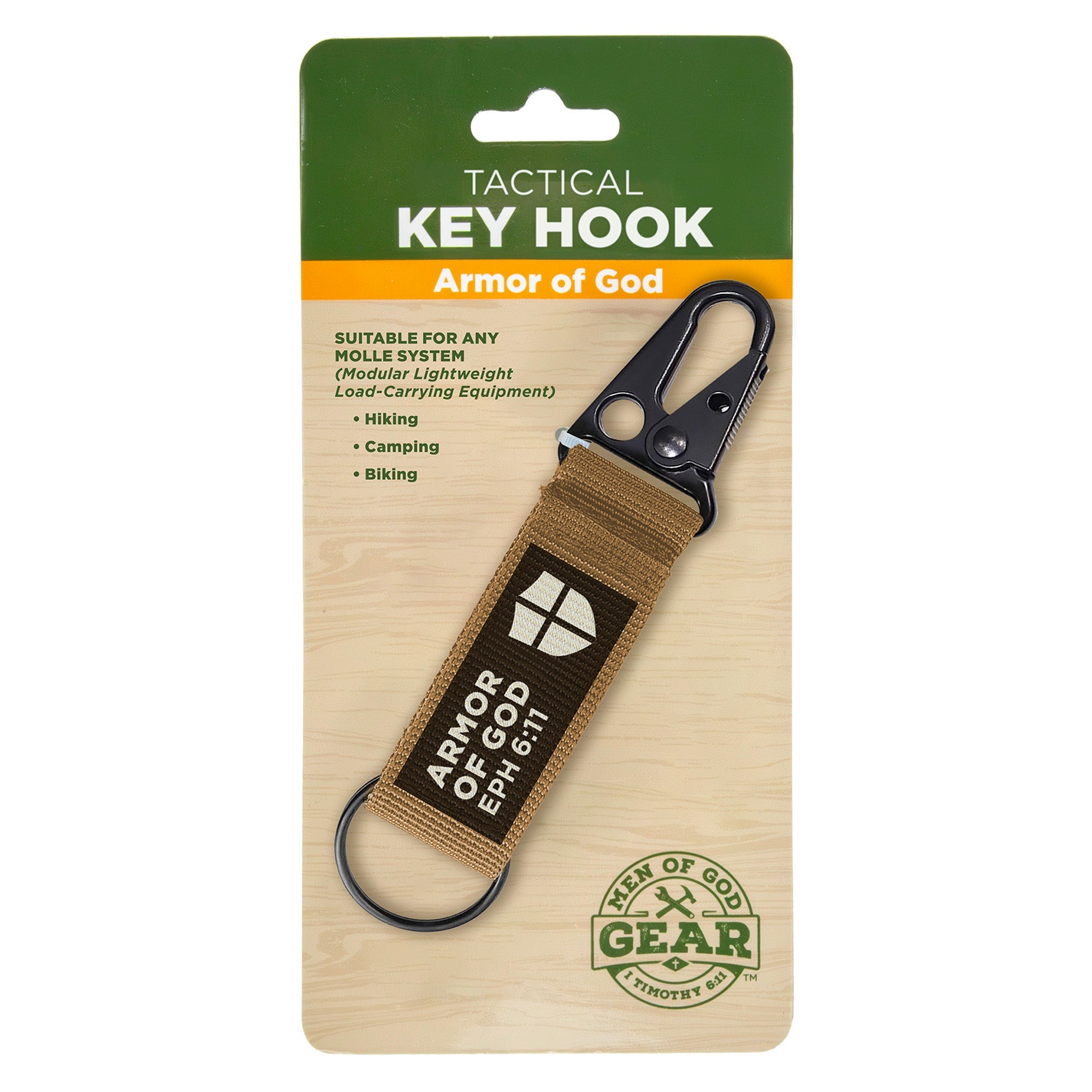 Tactical Key Hook Brown - Armor of God, Eph 6:11