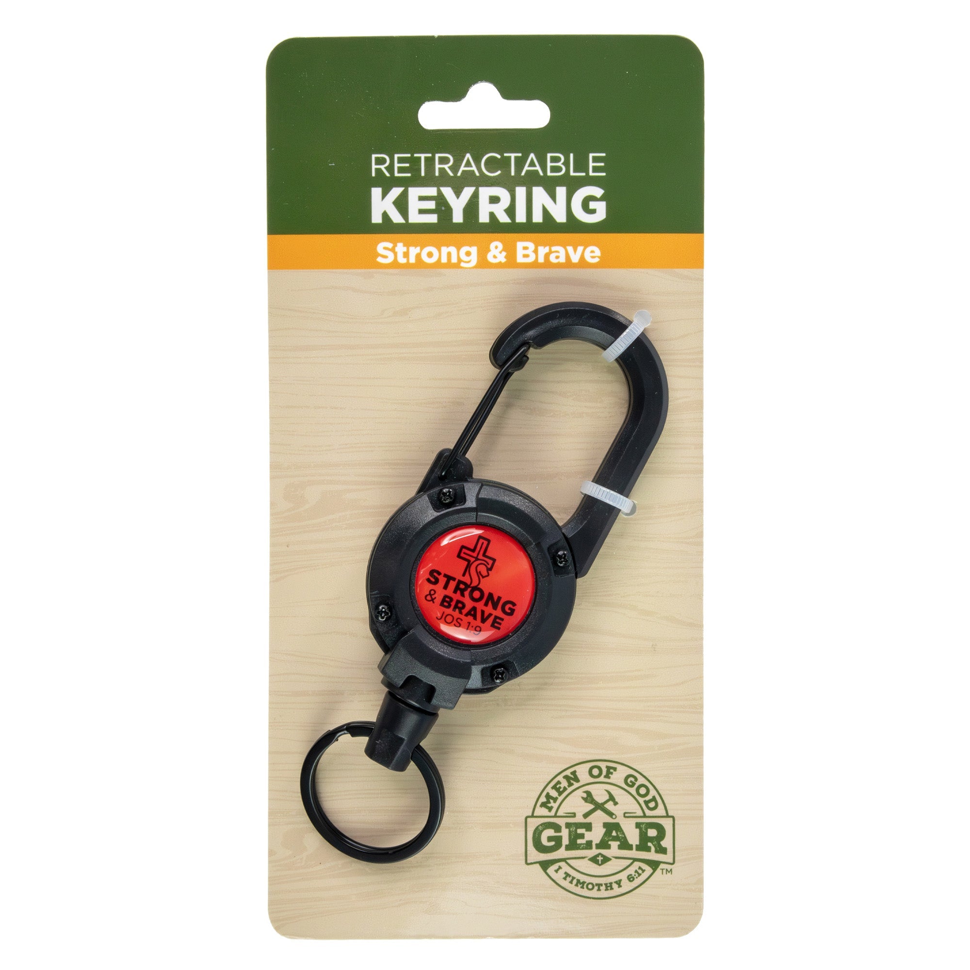 Retractable Keyring - Strong & Brave, Jos 1:9