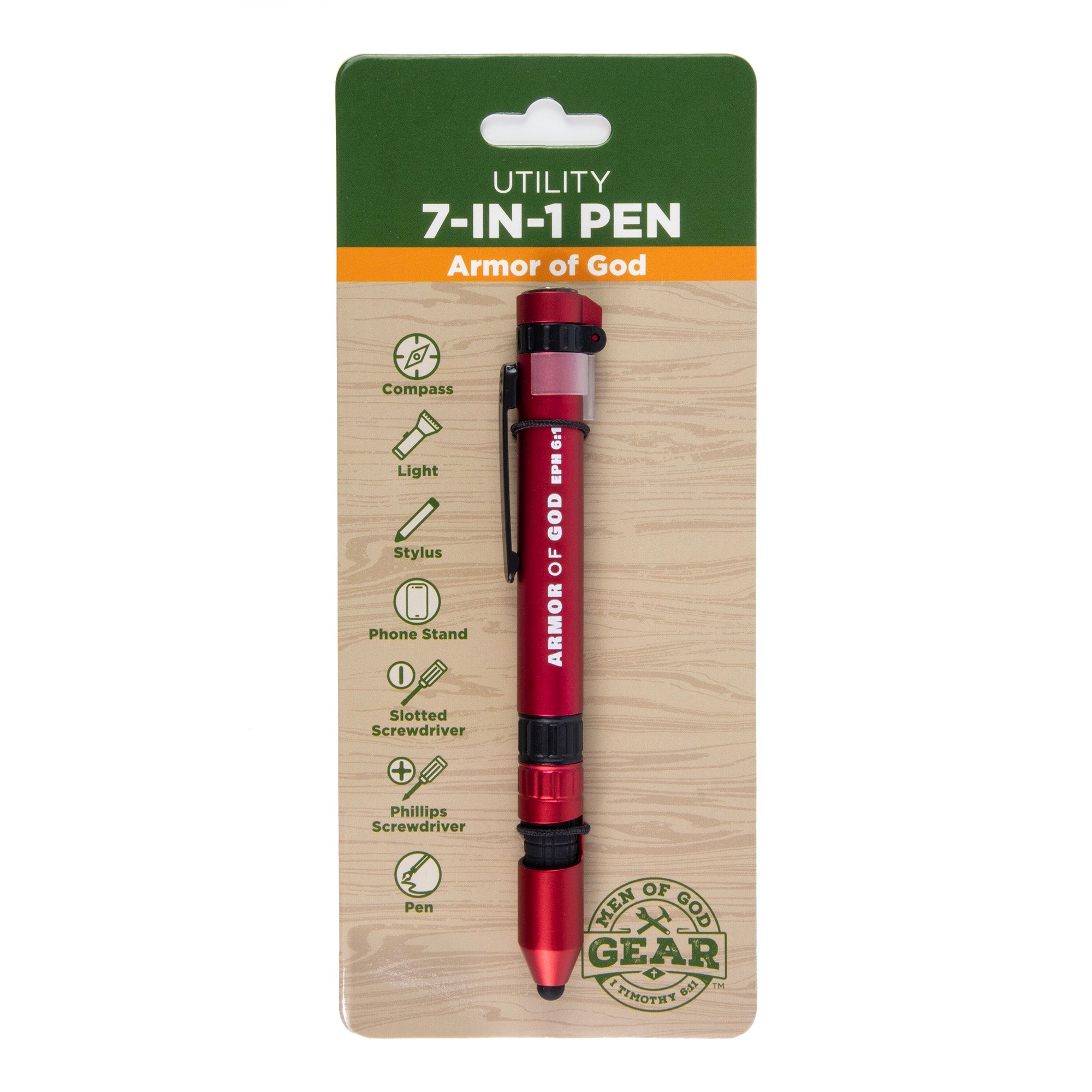 Utility 7-in-1 Pen Red - Armor of God, Eph 6:11
