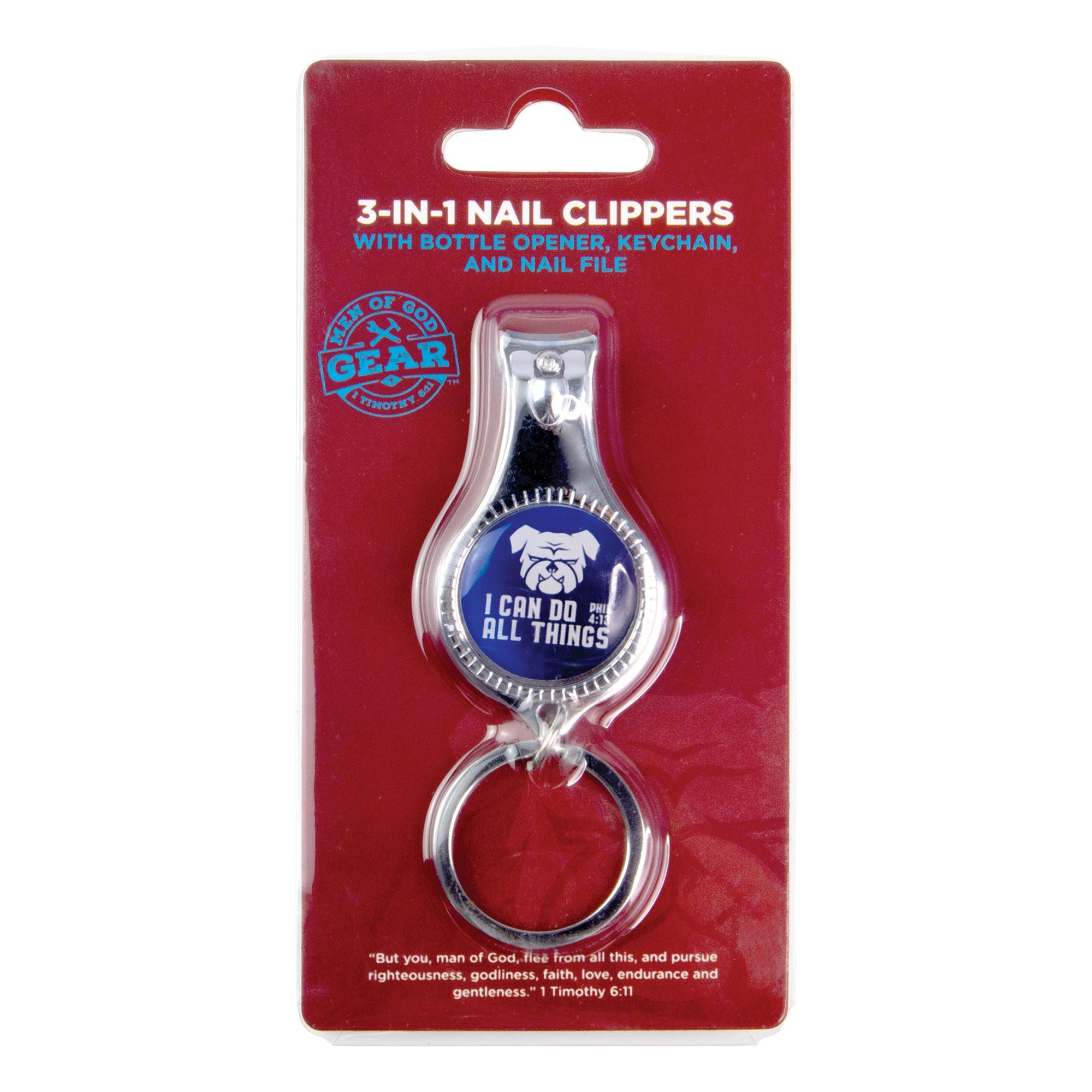3-in-1 Nail Clippers, Blue – I can do all things, Phil 4:13